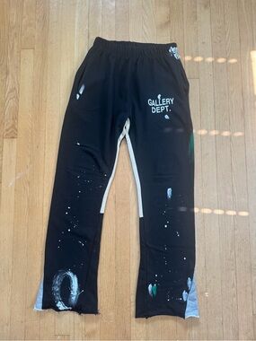 Gallery Dept Black Paint-Detail Joggers with Contrast Panel